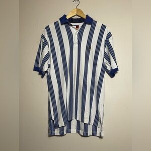 Vintage Tommy Hilfiger SS polo classic blue white and green stripes size Med